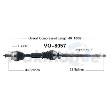 Surtrack Axle Cv Axle Shaft, Vo-8057 VO-8057